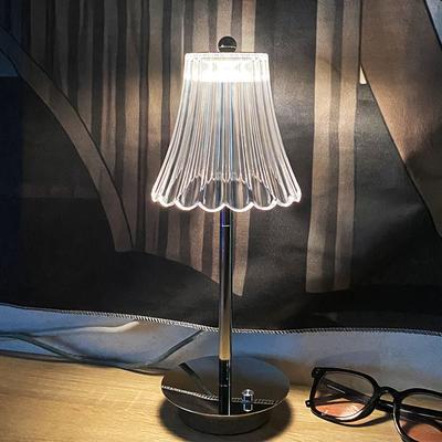 Acrylic Stand Table Lamp Rechargeable Touch Control Nightstand Lamps Adjustable Dimmable Cordless for Home Furnishing Decoration
