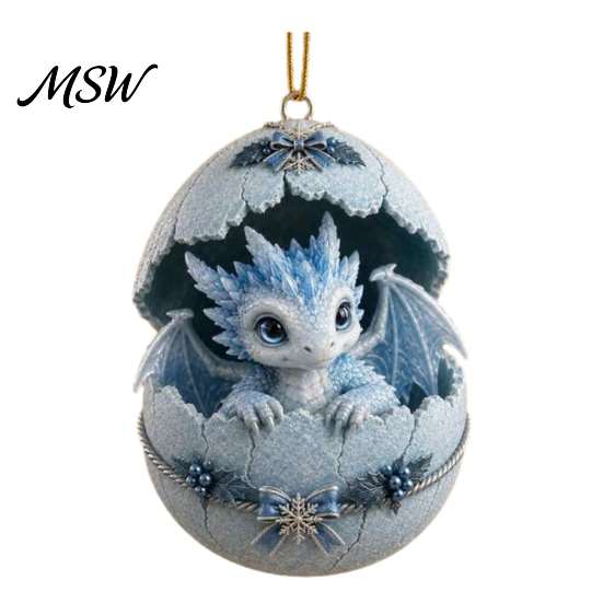 Unique Fantasy Gift for Friends Baby Dragon And Egg Christmas Ornament, 2D Flat Acrylic Tree Hanging Cute Pendant Window Decoration Decoration,