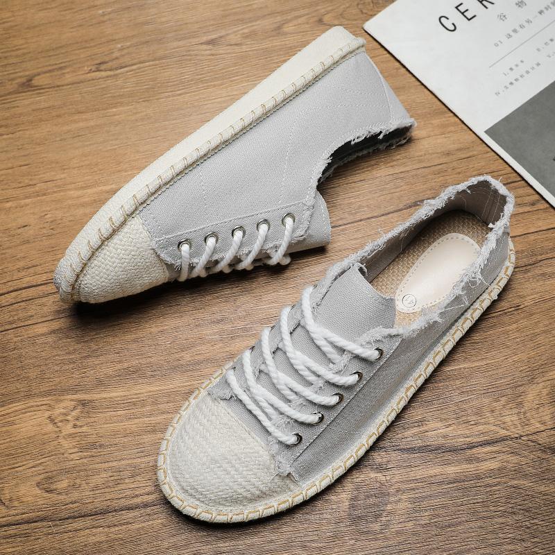 

Breathable Loafers 2024 Spring New Mens Casual Shoes Comfortable Soft Sole Peas Shoes Canvas Solid Color Four Seasons Loafers 44 44 серый