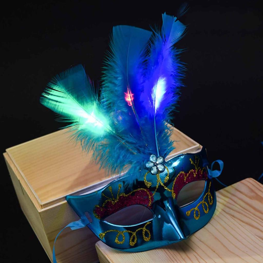 Luminous Feather Mask, Halloween and Christmas Light Up Style, Makeup Ball Costume Matching, Atmosphere Decoration Mask.