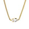 Simple Round White Diamond Pendant Necklace Elegant Versatile Collarbone Chain Jewelry For Women
