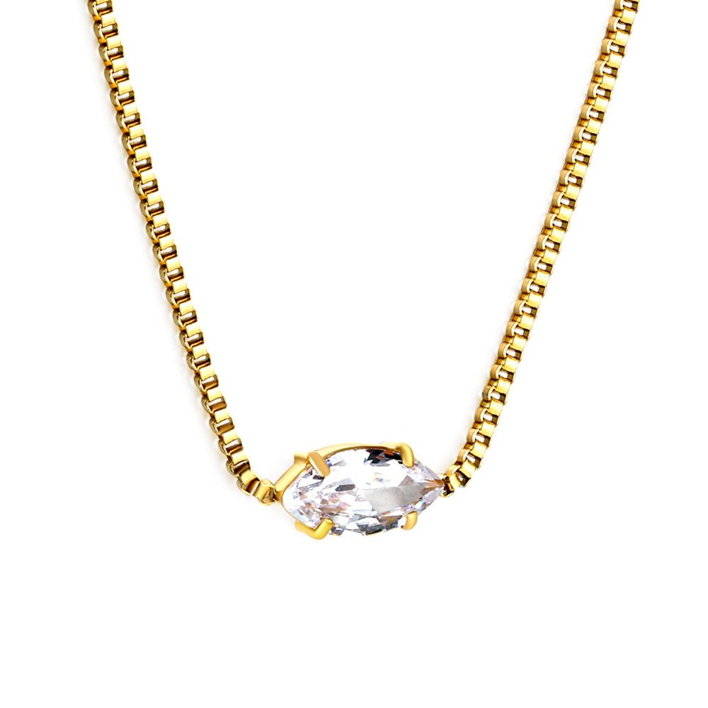 Simple Round White Diamond Pendant Necklace Elegant Versatile Collarbone Chain Jewelry For Women
