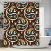 Vintage Paisley Shower Curtain Blue White Orange Floral Bath Rug Decorative Plastic Rod Pocket Waterproof Bathroom Accessories 6