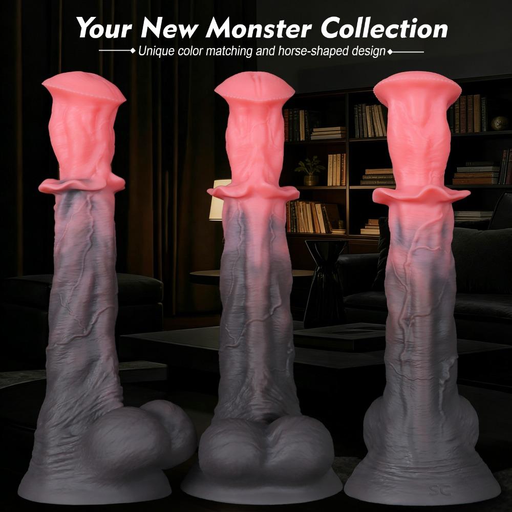 Soft Silicone Horse Cock Fantasy Dildo with Suction Cup Adult Pleasure Toy