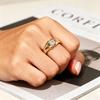 Yanbai Elegant Zirconia Gold Ring – Stylish Engagement Anniversary Gift.