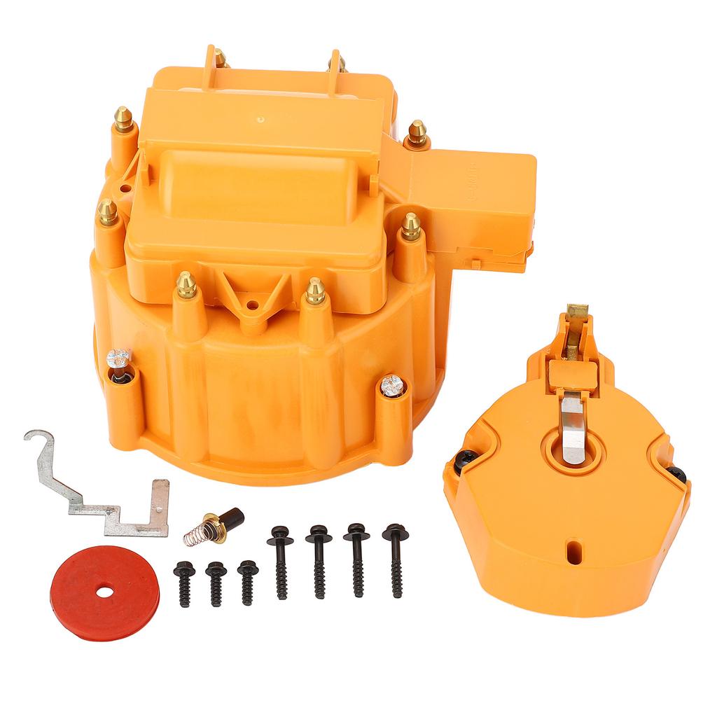 HEI Distributor Cap and Rotor Heavy Duty Large Distributor Cap Set for SBC 283 305 307 327 350 400 K549 Orange