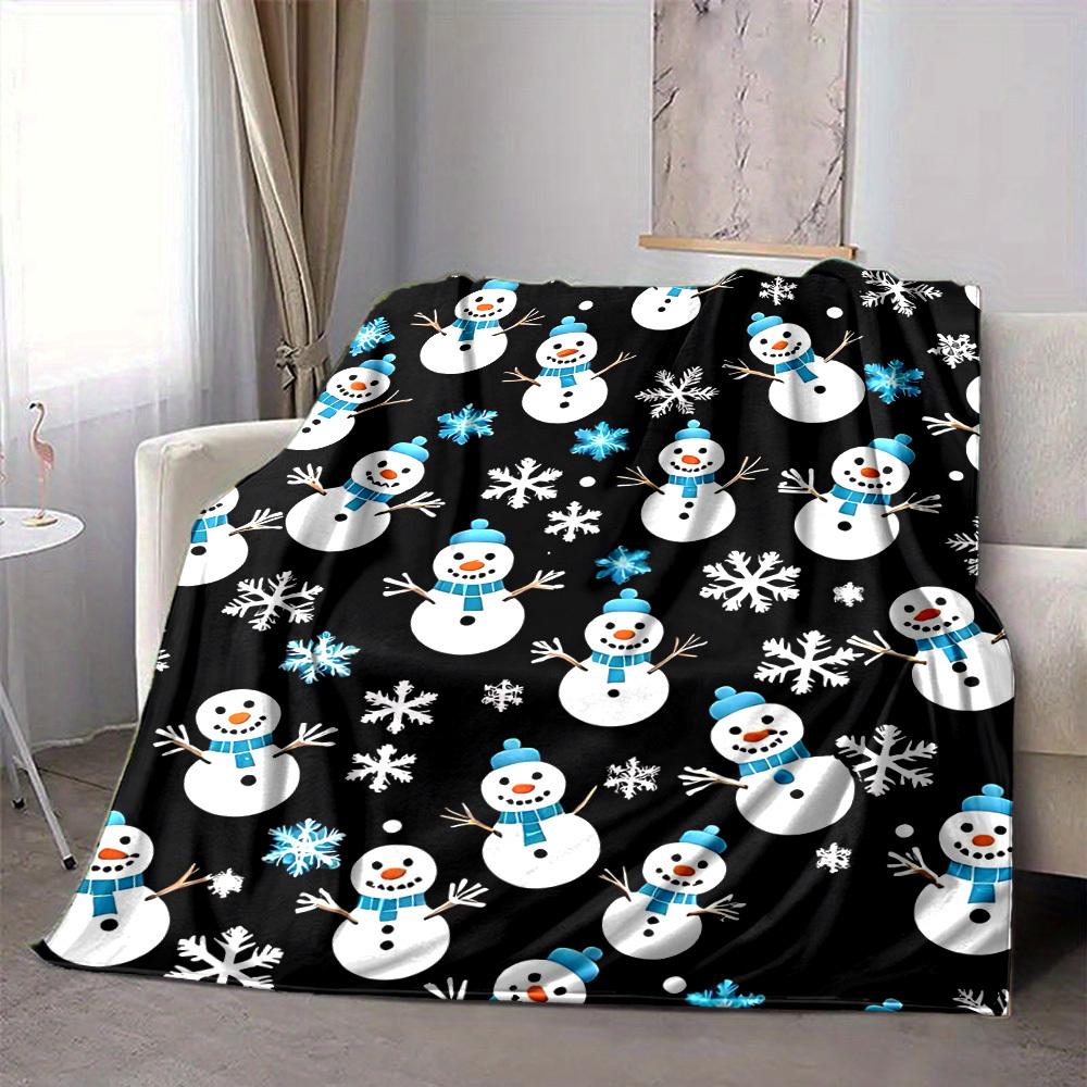1pc Snowman Pattern Blanket Warm, Cozy, And Soft, Suitable for Sofas, Beds, Cars, And Office Use.Perfect for Camping And Travel, Making It a Great Gif