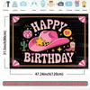 2D Retro Western Cowboy Themed Happy Birthday Backdrop for Kids & Teens Photoshoot