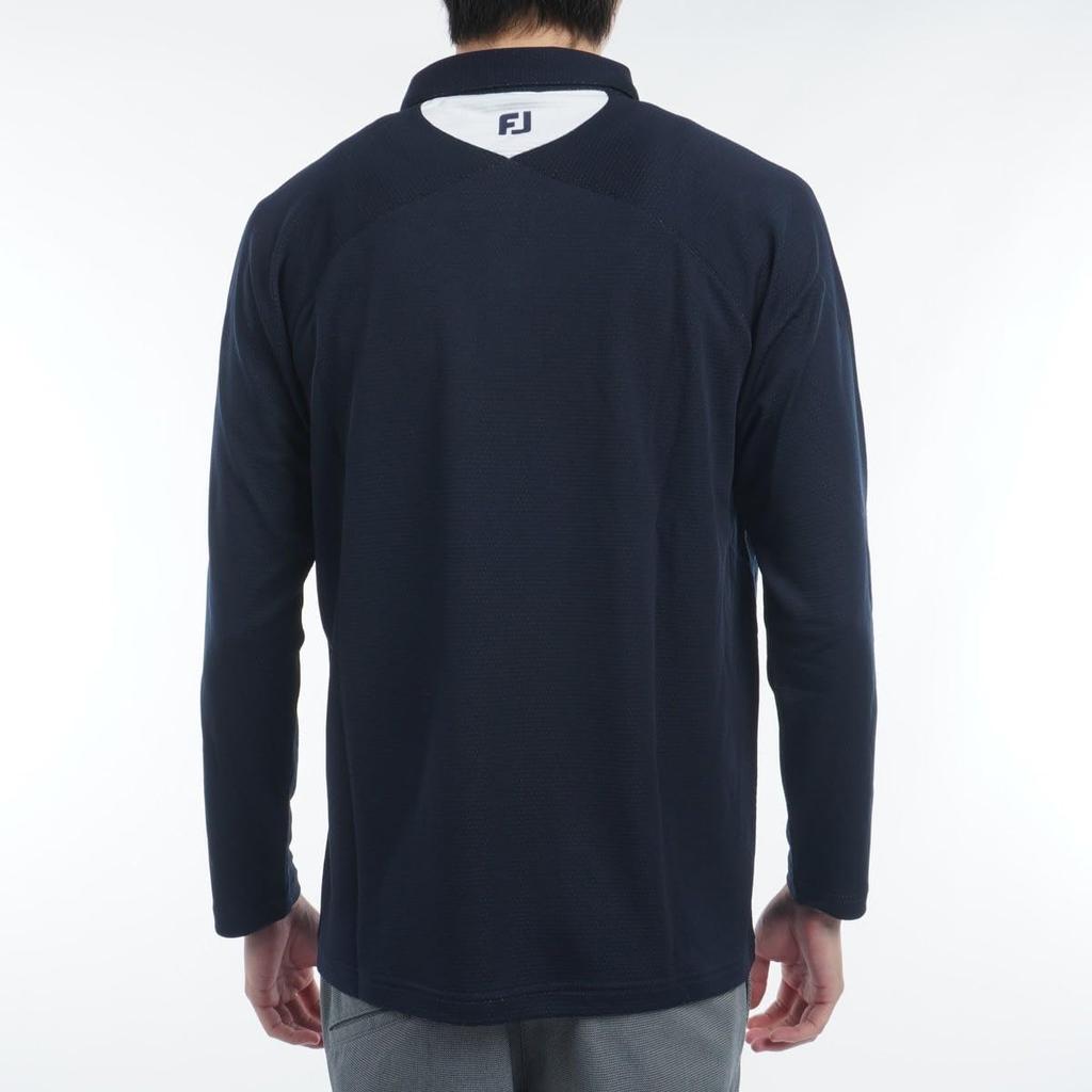 FootJoy DRY THROUGHLIGHT Front Pocket Long Sleeve Shirt, Navy, Men's, Size XL (FJ-F24-S01, 32166-XL)