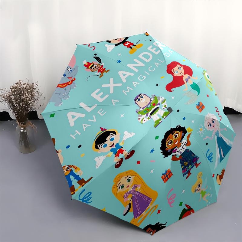 1pc Disney Characters,Magical Day Automatic Folding Umbrella: Compact 8-Bone Design Cartoon Outdoor Travel Companion, Business Umbrella, Chr