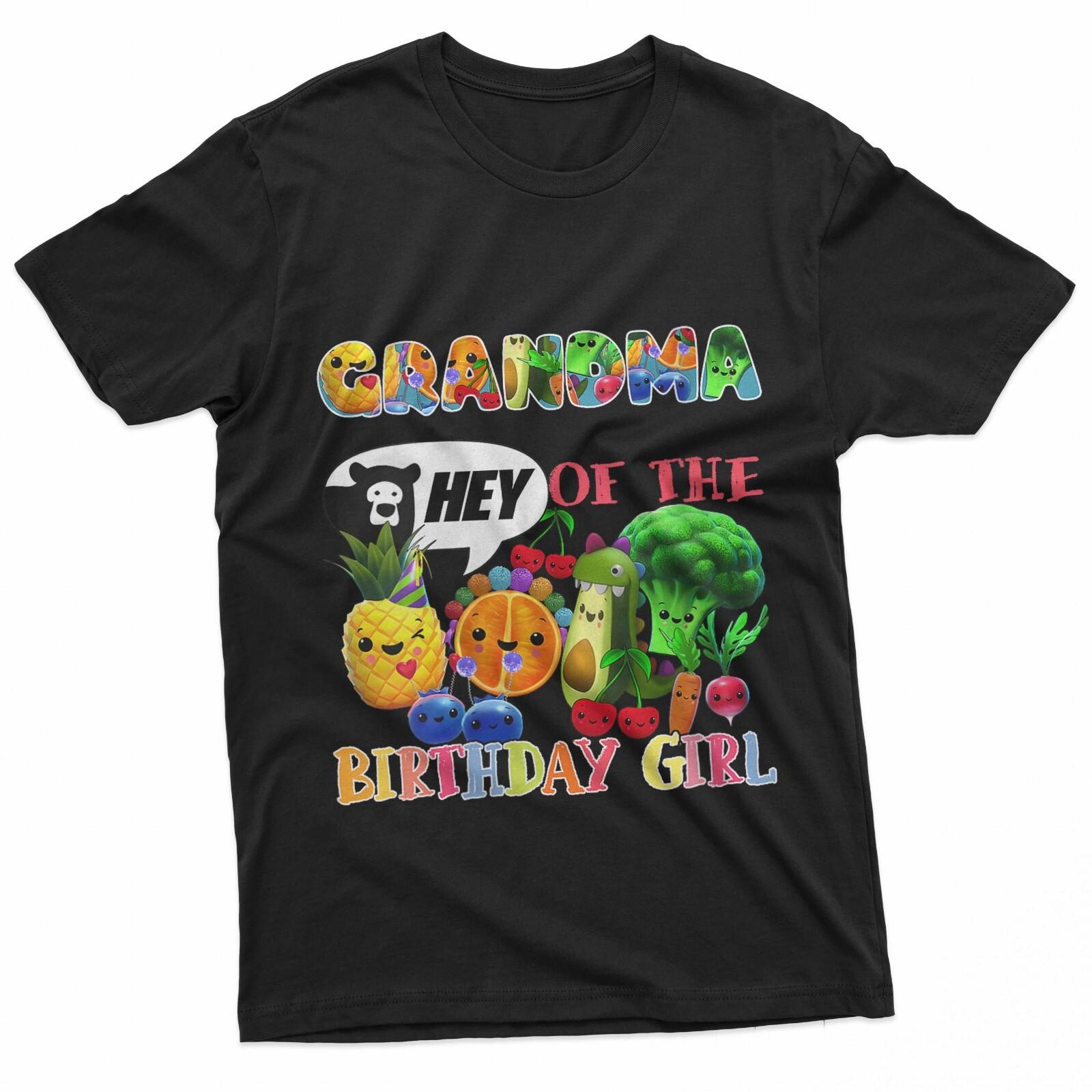 Womens Grandma Of The Birthday Girl Family Fruit Birthday Hey Bear T-Shirt S