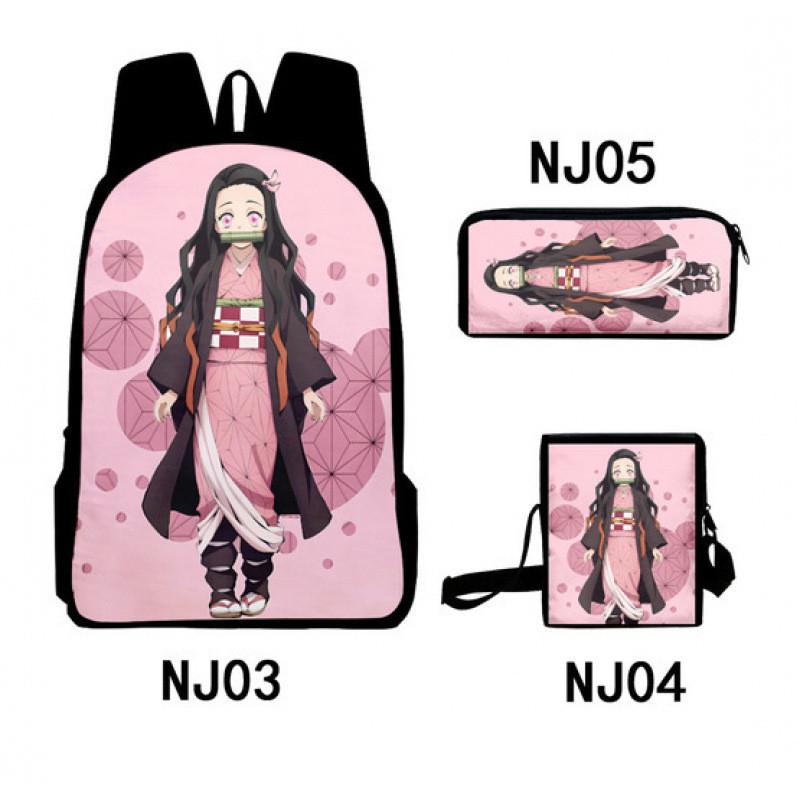 Demon Slayer Kimetsu No Yaiba Backpack Set With Breathable Polyester For School And Travel