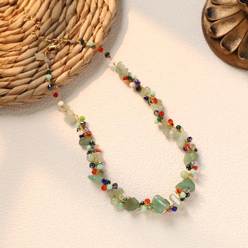Natural Stone Necklace Hand-woven Retro Literary Collarbone Chain Bohemian Niche Neck Chain Women