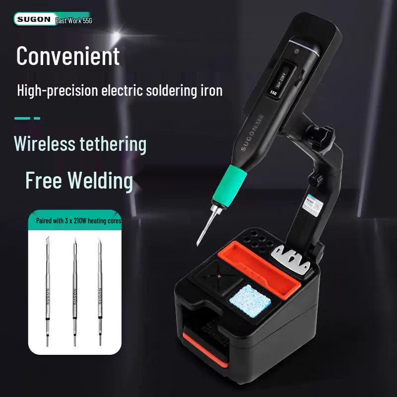 

Sugon 55G High-Precision Wireless Soldering Iron for Mobile Repair & Home Use - Portable C210 Constant Temp Soldering Station