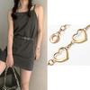 Women Metal Waist Chain, Heart & Flower Hollow Chain Belt, Adjustable Alloy Waistband with Ball Pendant for Dress Jeans