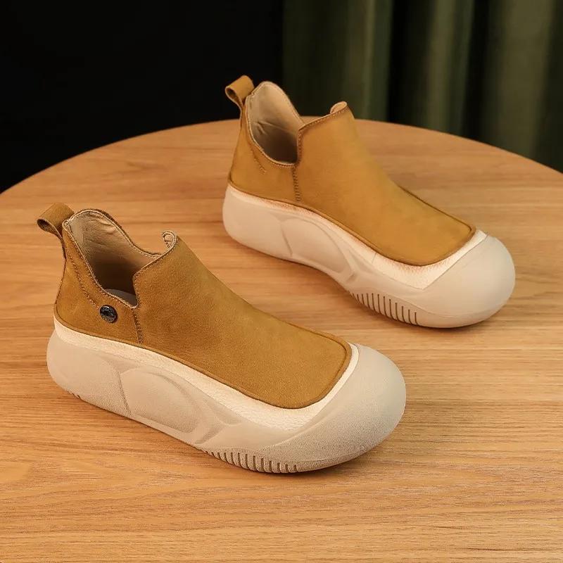 Women Shoes Platform Flats Goth Boots Chelsea Motorcycle Winter Designer Ankle Fashion Boots Goth Walking Mujer Zapatos2024