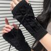 2025 New Women Winter Warm Half Cut Gloves Sweet Bow Student Yarn Knitted Touch Screen Exposed Finger Sleeves