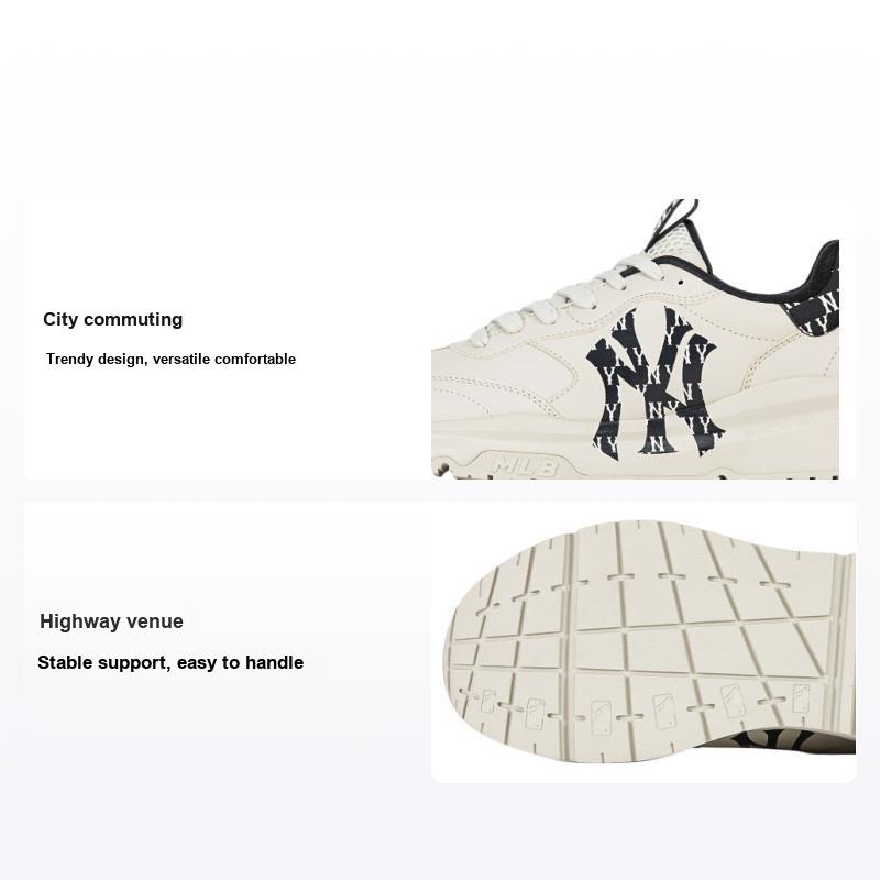 MLB Chunky Runner New York Yankees Comfortable Retro Fashion Low Top Casual City Commuting Running Shoes Unisex Sneaker Black 3ASHCRM3N-50BKS