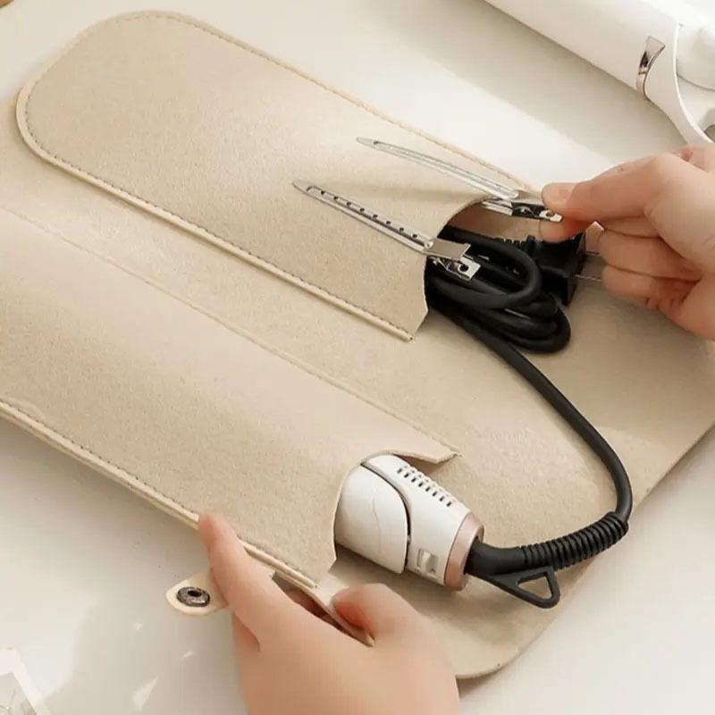 Hairdressing Tool Storage Bag with Double Pocket Design - Heavy-Duty Fabric Organizer with Zipper Closure, Scratch-Resistant