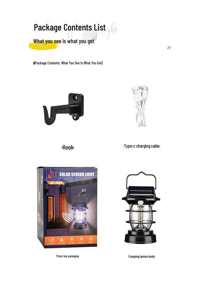 Smart Sensor Solar Camping Lantern & Multifunctional Handheld Spotlight