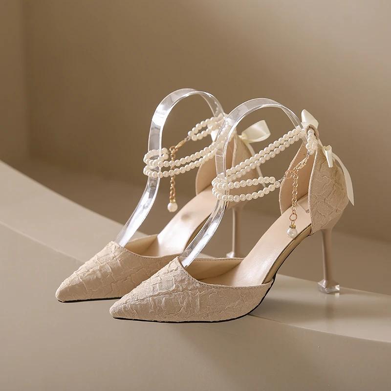 2025 Spring and Autumn New Fashionable Comfortable Elegant and Versatile Hollow Shoes with Baotou and Strap High Heels