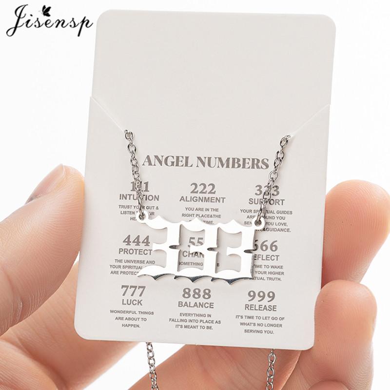 Stainless Steel Angel Number Lucky Numbers Necklaces 111 222 333 444 555 888 999 777 666 Pendant Necklace Charms Jewelry