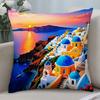 Santorini Landscape Pillow Case Short Plush Pillow Covers Sofa Decorative Gift Home Double-Sided Printing Cushion Cover