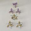 1 pair Luxury Enamel Iris Earrings Zinc Zinc Alloy Metal Flower Ear Studs Golden and Silver Earrings  Banquet