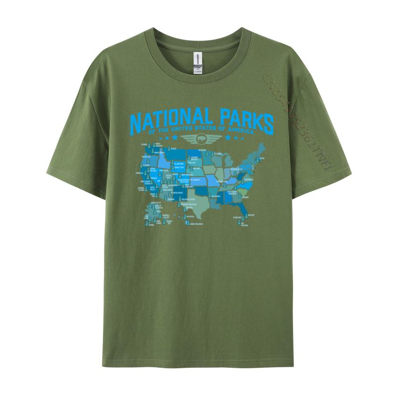 Unisex TShirt All Us National Parks Map Camping 80s Summer Tops Shirt Print Tops Tees Fitted Printed On Tshirts Wholesale