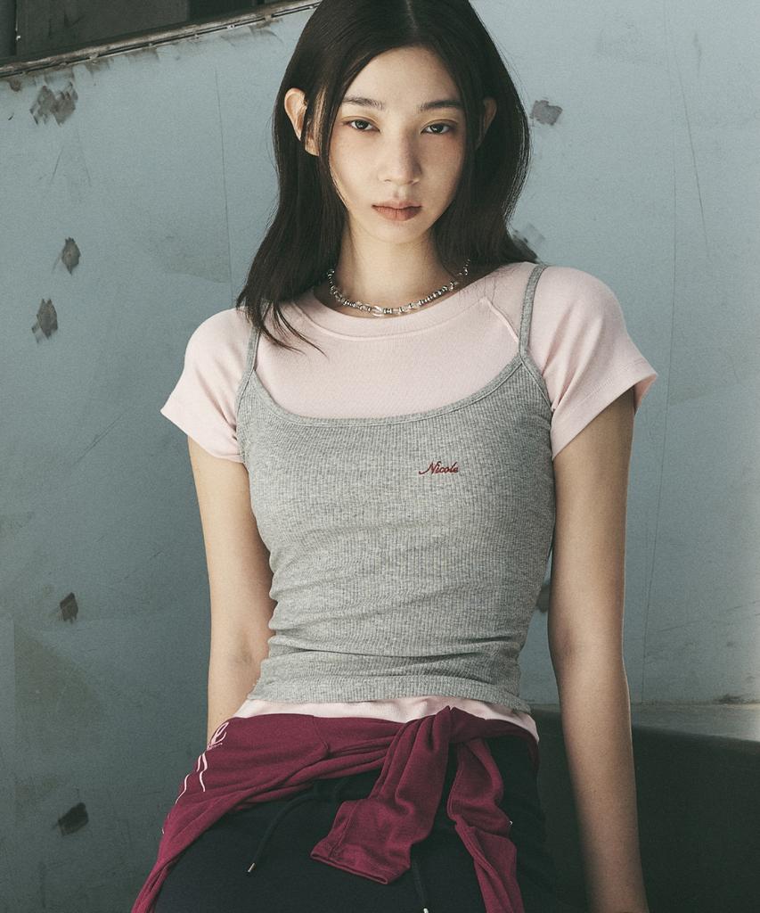 Nigaennikol Ribbed Logo Cami Top_Gray