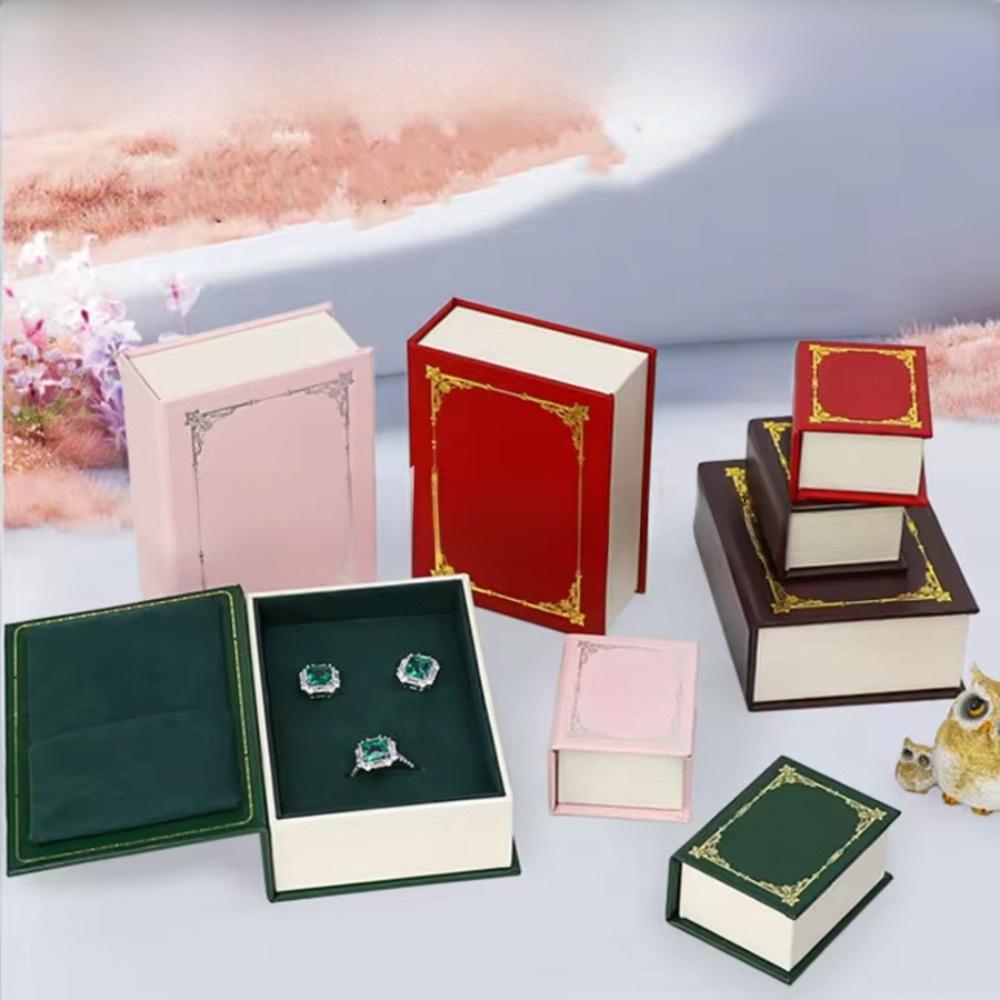Creative Book Shape Jewelry Storage Box Flip Cover Vintage Gift Packaging Box Mini Pendant Box for Valentine's