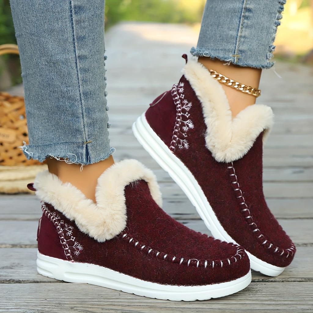 Women's Winter Furry Slip-Resistant Platform Sneakers/Boots - Thick Platform Height Increase
