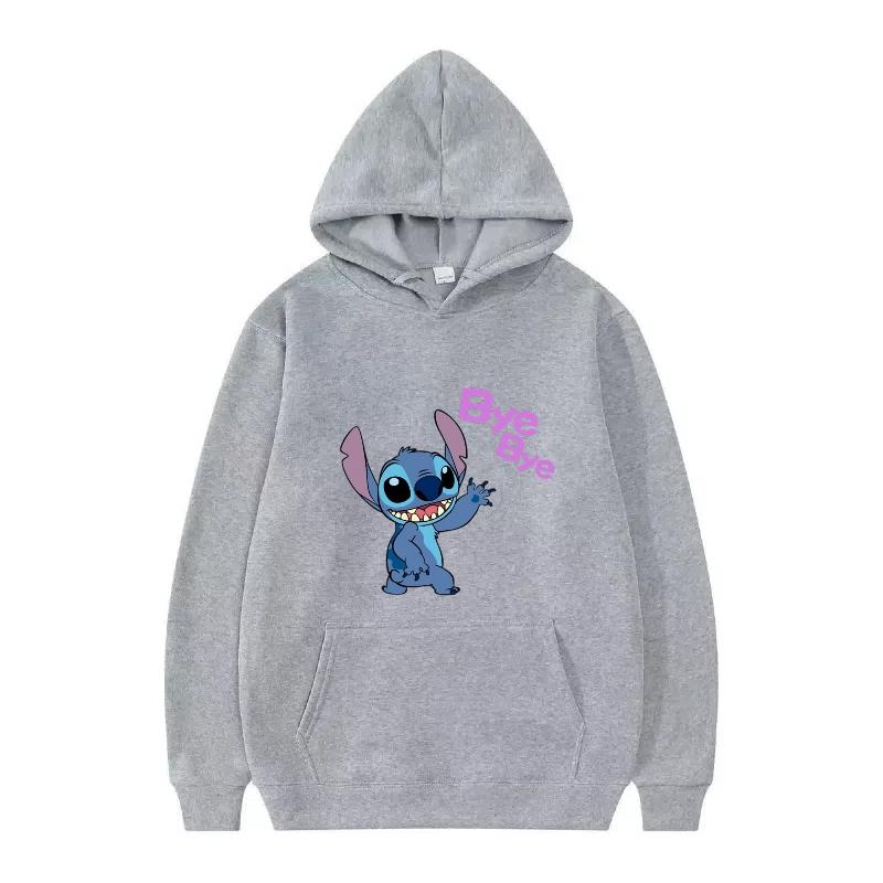 Disney Stitch Pattern Women Hoodies Fashion Sporty Y2k Loose Grey Tops Clothing Pullovers Ladies Cheap Hoodies Sweatshirts