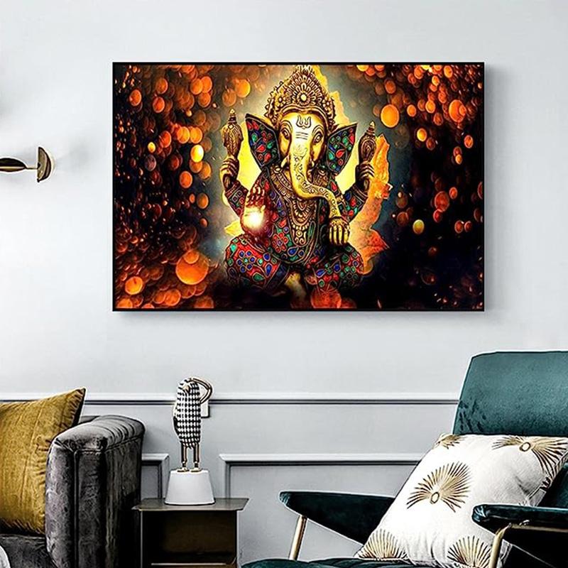 Lord Ganesha Leinwandgemälde an der Wand Kunst Poster und Drucke Hindu Götter Leinwand Kunst Bilder Ganesh Kunst Poster Wohnkultur