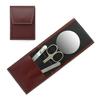 Mont Bleu 3-piece Manicure Set In a Premium Red Leather Case with Mirror & Crystal Nail File