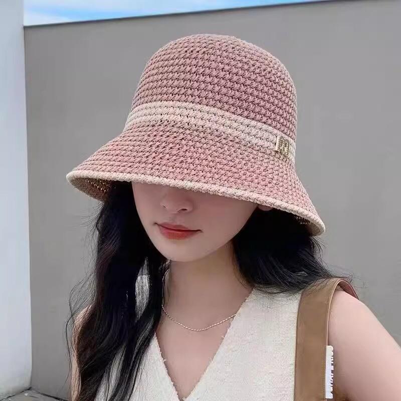Women's Summer Face-Slimming Wide Brim Straw Bucket Hat