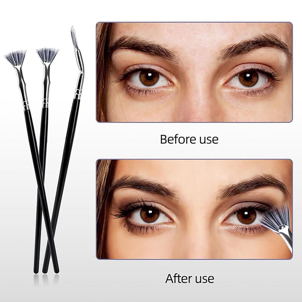Faltbarer, abgewinkelter Wimpernpinsel mit Wellenschliff, Mascara-Fächerpinsel, Augenbrauenpinsel, Wimpernkamm, Make-up-Tool mit weichen Borsten