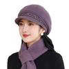 Knitted Hat Women's Fashion with Plush Windproof Duck Tongue Knitted Hat Middle Aged and Elderly Grandma Hat