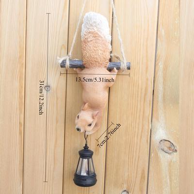 Solar Garden Squirrel Statue Decor with LED Lights Home Outdoor Yard Lawn Patio Ornament Animal Figurine Housewarming Gift