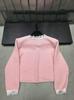 Xiangjia 2025 Winter Lace Butterfly Knit V-Neck Patchwork Cardigan