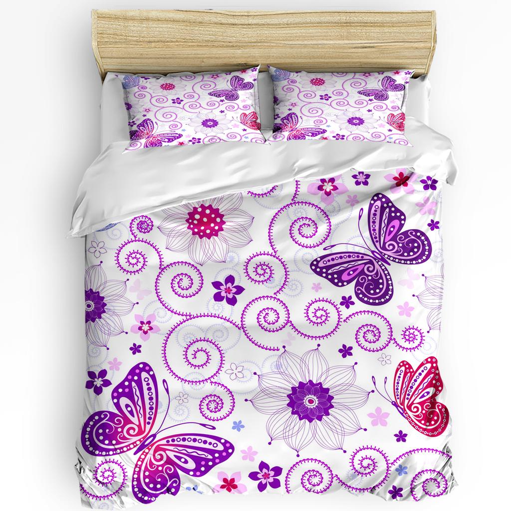 Schmetterling Gänseblümchen Blütenblätter 3-teiliges Bettwäsche-Set für Schlafzimmer Doppelbett Heimtextilien Bettbezug Steppdeckenbezug Kissenbezug