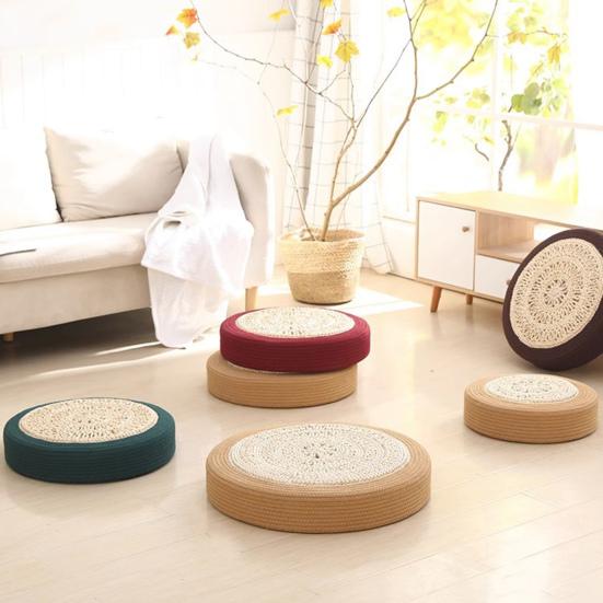 Floor Seat Cushion Eco-friendly No Odor Friendly To Skin Hand-Woven Sitting Cushion Padded Room Floor Straw Mat