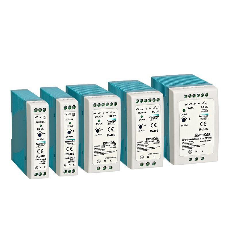 Ultra-Thin Industrial AC To DC DIN Rail Switch Power Supply, MDR-10/20/40/60/100, Plastic Case