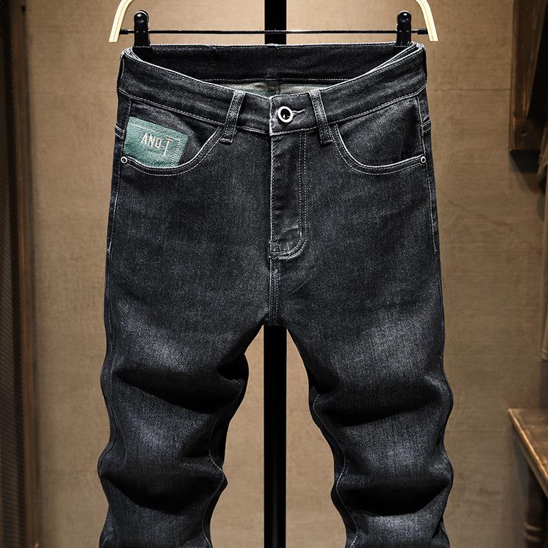 İlkbahar ve Sonbahar Yeni Siyah Kot erkek Moda Marka Baskılı Nakış Mikro Harlan Rahat Trendy Uzun Pantolon Erkekler