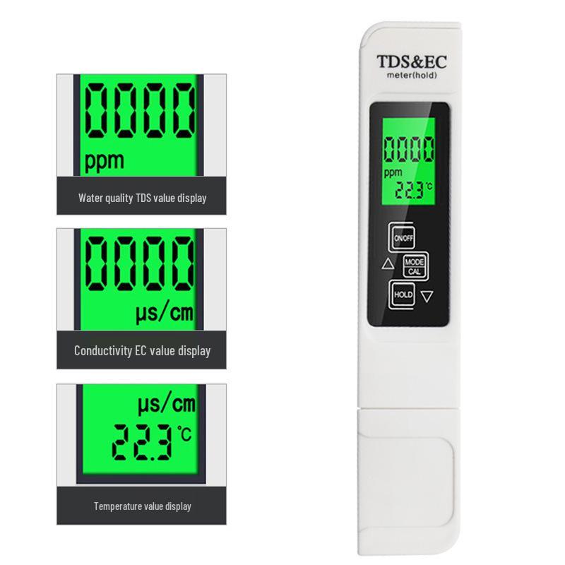 TDS Water Quality Test Pen: 3-in-1 EC Meter & Temperature Tester