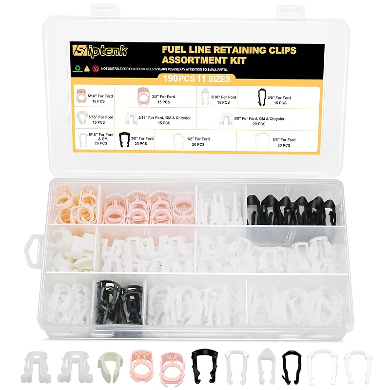 Siptenk 30 PCS Fuel Line Retainer Clips, 1/2" 5/8" OD Fuel Line Repair Retaining Nylon Clips Assortment Kit 800-040 800-041