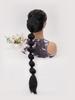 Extensiones de cabello con cola de caballo negra de 70 cm de largo con lazo y burbujas