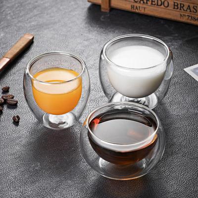 Tasse résistant à la chaleur en forme d'œuf à double paroi soufflée à la main pour café, jus, lait et thé