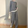 Women's 100% Wool Suit: Stylish Two-Piece Autumn/Winter Versatile Sweater & Pants Set