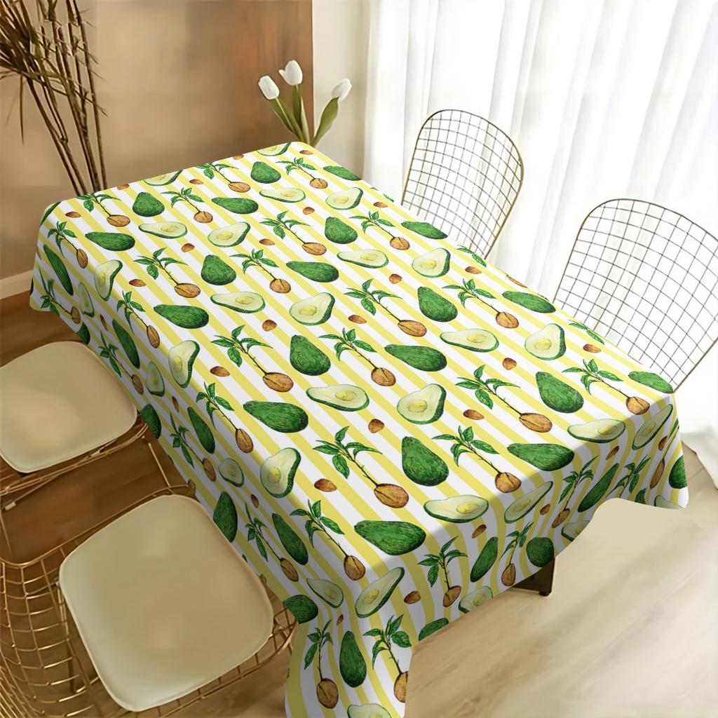 Fun Avocado Pattern Polyester Tablecloth - Decorative Table Cover for Dining Room, Lovely Home Kitchen Table Decoration